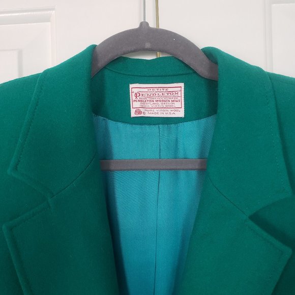Pendleton 100% Wool Kelly Green Blazer - Size 12P - Picture 4 of 9